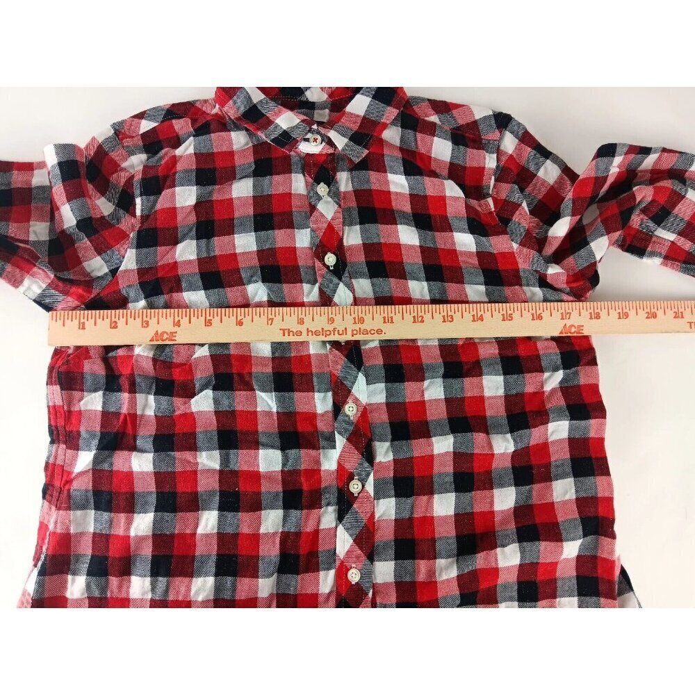 Talbots Button Up Shirt Women’s Size Mp Red Black White Buffalo Check w/Silver - Picture 4 of 10